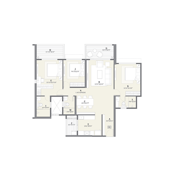 Tower C - 3 BHK - 01 Series (L)